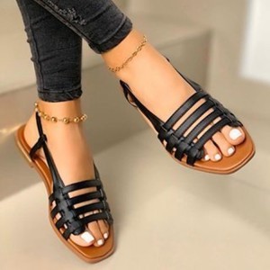 Large size sandals for women Korean version 2020 new flat shoes spring and summer fashion woven beach shoes cross-border wholesale