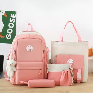 New high-end backpack for students suitable for all-match junior high school students five-piece casual computer backpack