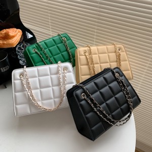 Checkered Creasing Chain Bag 2023 New Trendy Fashion Casual Shoulder Crossbody Bag Western Style Simple Retro Small Square Bag